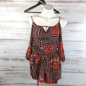 American Eagle Cold Shoulder Boho Print Dress Sz XS